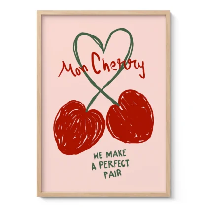Wandbild mit Kirschen „Mon Cherry“ – Romantisches Geschenk für Paare