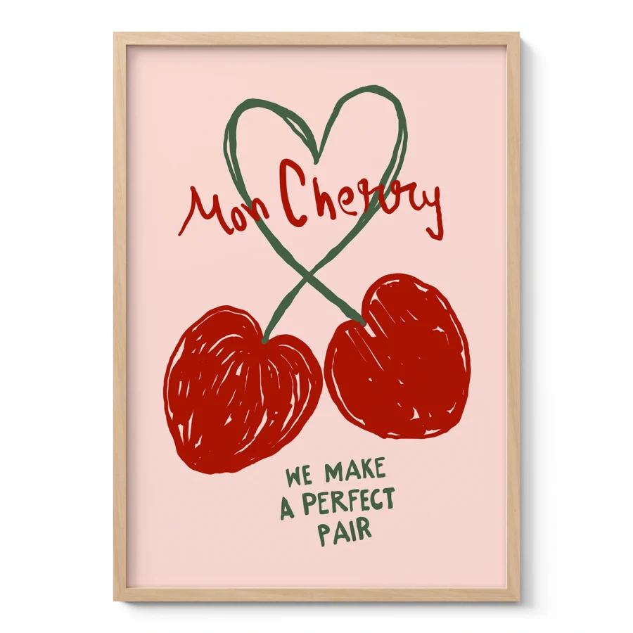 Wandbild mit Kirschen „Mon Cherry“ – Romantisches Geschenk für Paare