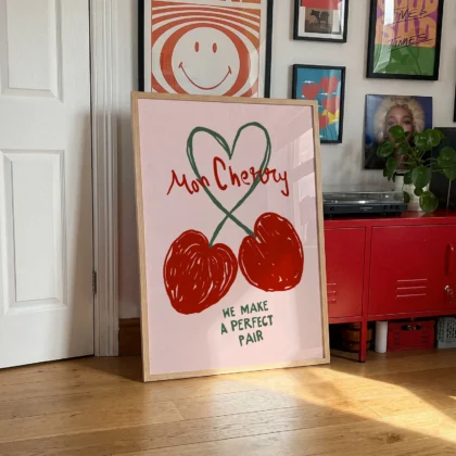 Wandbild mit Kirschen „Mon Cherry“ – Romantisches Geschenk für Paare