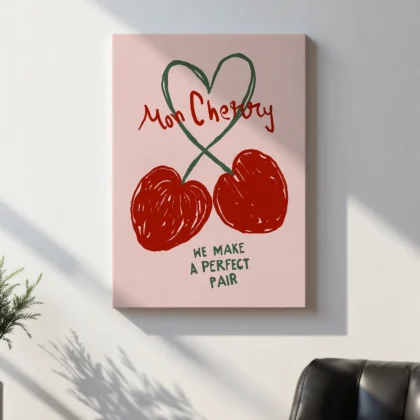 Wandbild mit Kirschen „Mon Cherry“ – Romantisches Geschenk für Paare