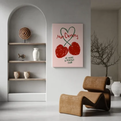 Wandbild mit Kirschen „Mon Cherry“ – Romantisches Geschenk für Paare