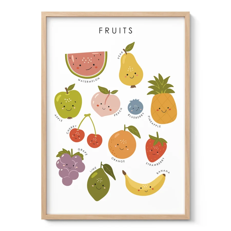 Obst lernen – Lernbild für Kinder