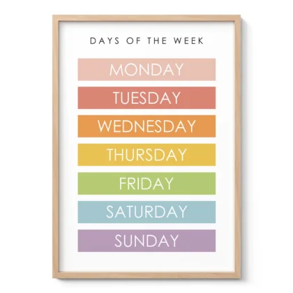 Days of the Week Learning Print for Kids