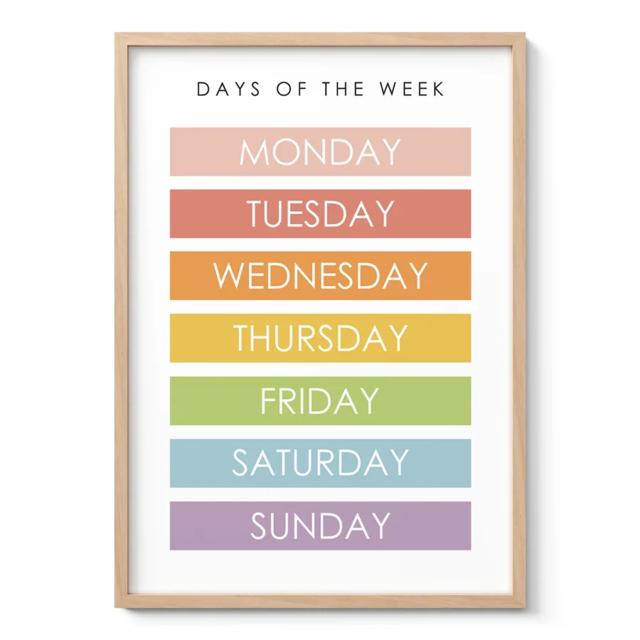 Days of the Week Learning Print for Kids