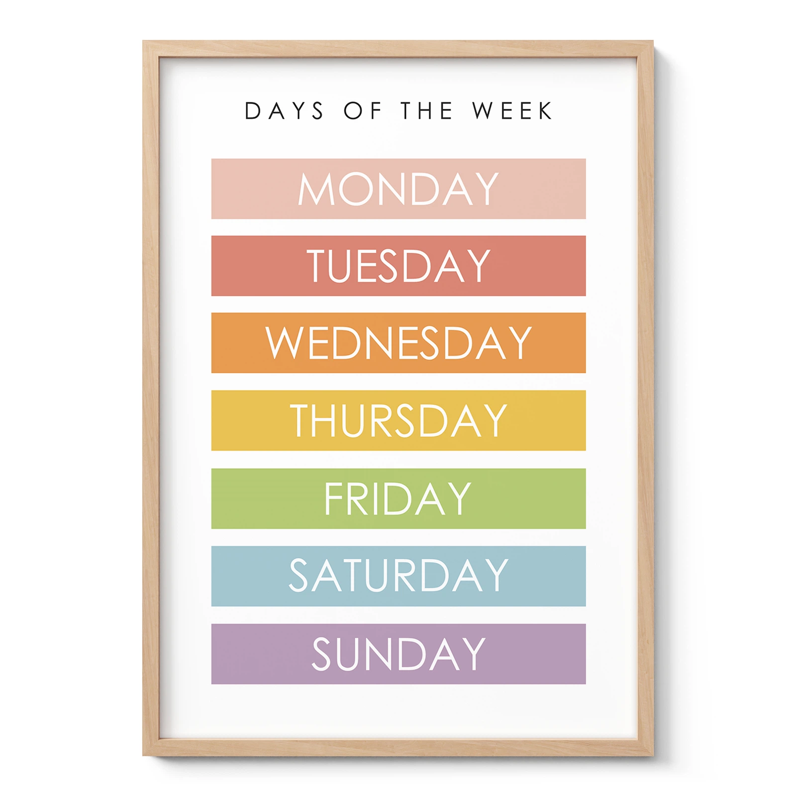 Days of the Week Learning Print for Kids