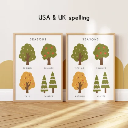 Four Seasons Educational Print for Kids