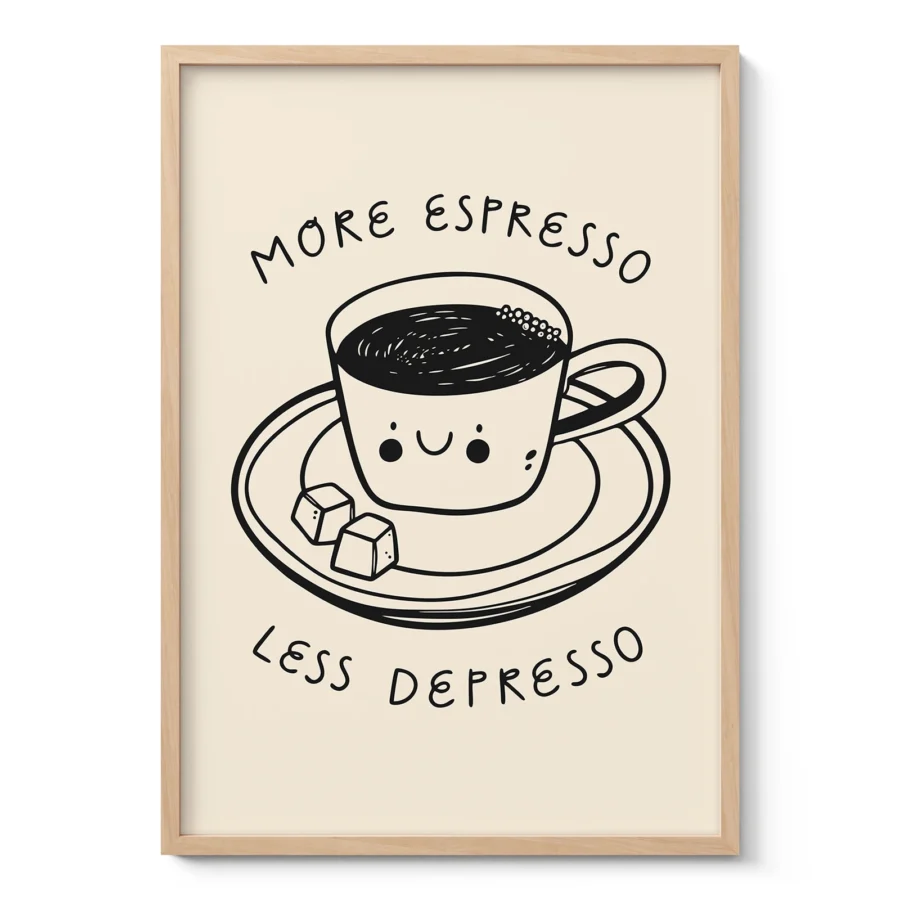 Kaffee-Wandbild „More Espresso Less Depresso“
