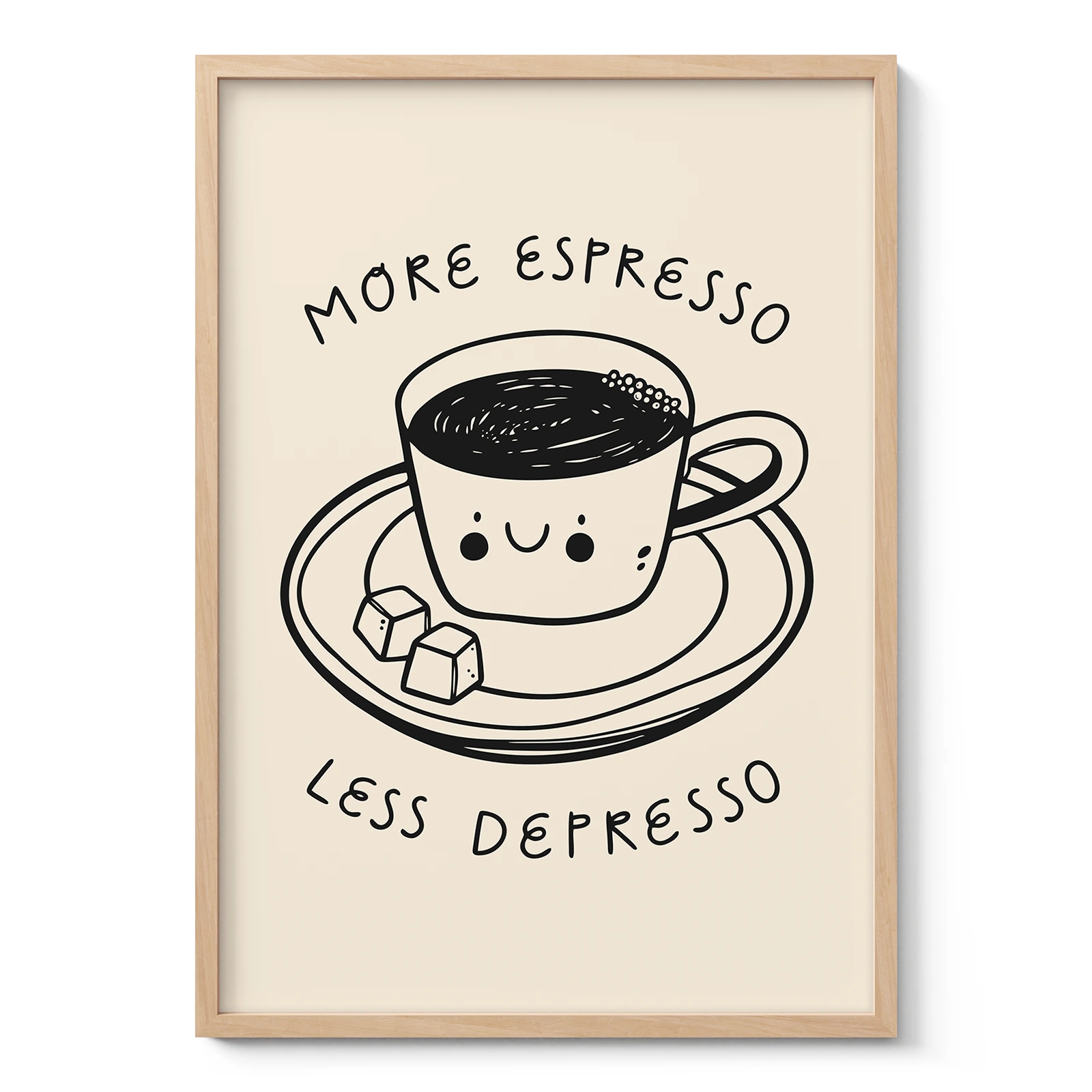 Kaffee-Wandbild „More Espresso Less Depresso“