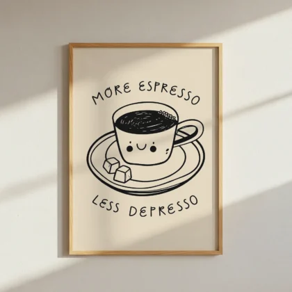 Kaffee-Wandbild „More Espresso Less Depresso“