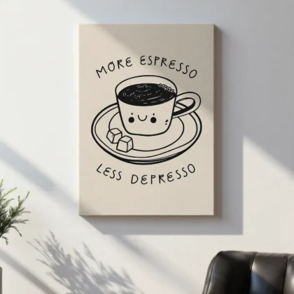 Kaffee-Wandbild „More Espresso Less Depresso“