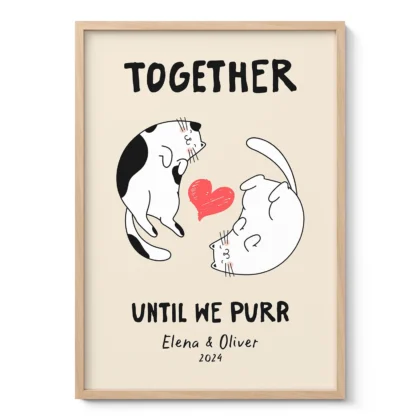 Personalisiertes Wandbild für Paare mit Katzen