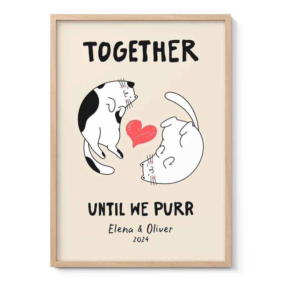 Personalisiertes Wandbild für Paare mit Katzen