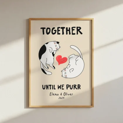 Personalisiertes Wandbild für Paare mit Katzen