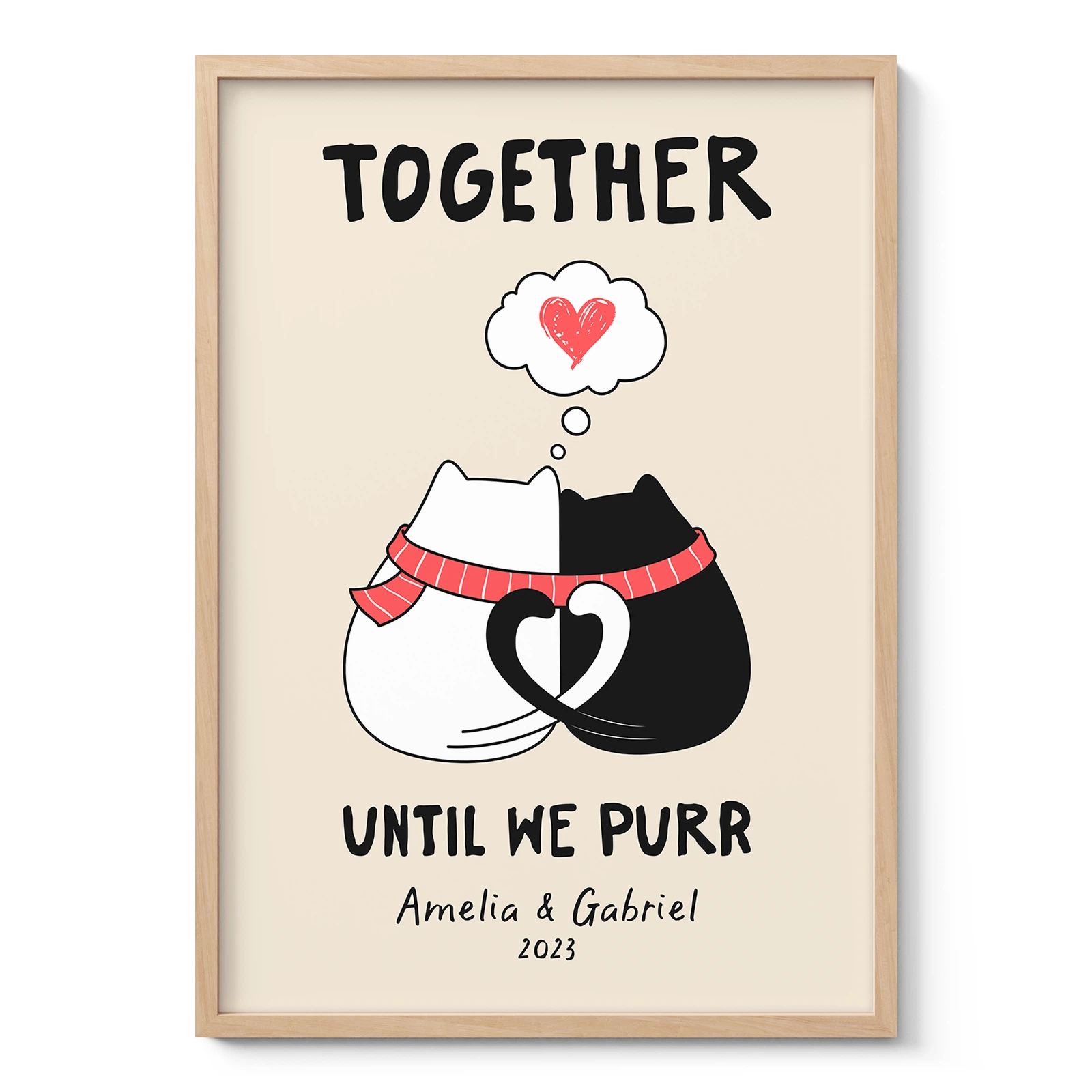 Personalised Couple Print – Anniversary Gift for Cat Lovers