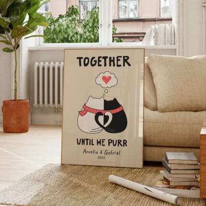 Personalised Couple Print – Anniversary Gift for Cat Lovers