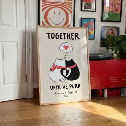 Personalised Couple Print – Anniversary Gift for Cat Lovers
