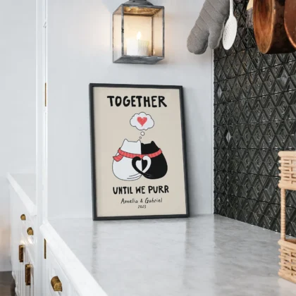 Personalised Couple Print – Anniversary Gift for Cat Lovers